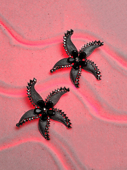 Silver-Plated Floral Drop Earrings