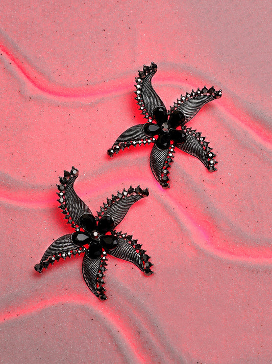 Silver-Plated Floral Drop Earrings