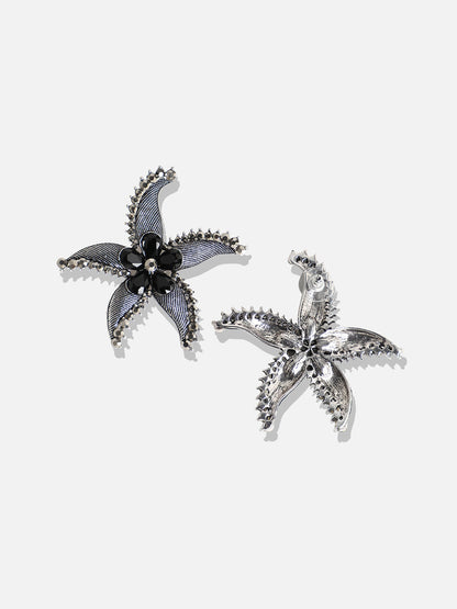 Silver-Plated Floral Drop Earrings