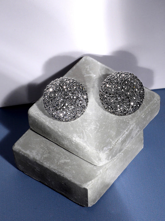 Silver-Plated Circular Shaped Studs Earrings