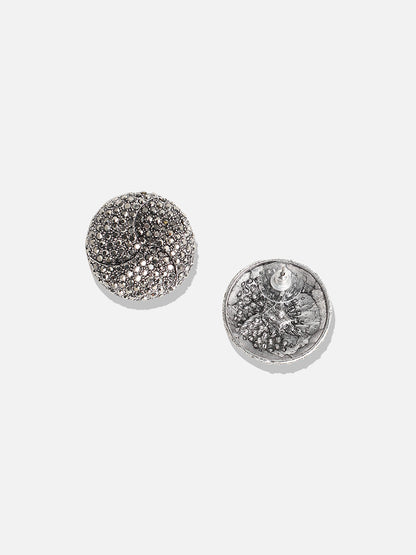 Silver-Plated Circular Shaped Studs Earrings