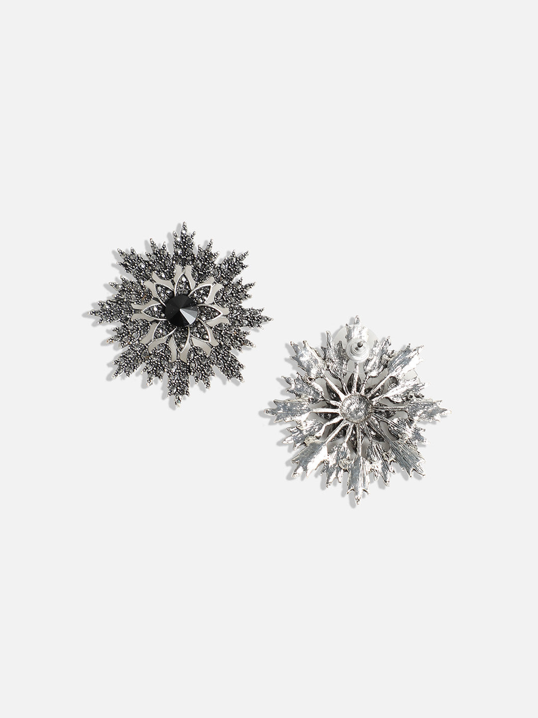Silver-Plated Stone-Studded Contemporary Studs Earrings