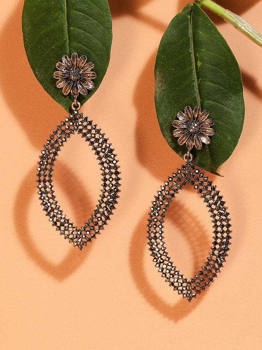 Gold-Plated Eye Drop Shaped Drop Earrings