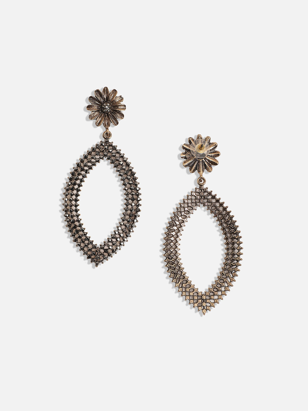 Gold-Plated Eye Drop Shaped Drop Earrings