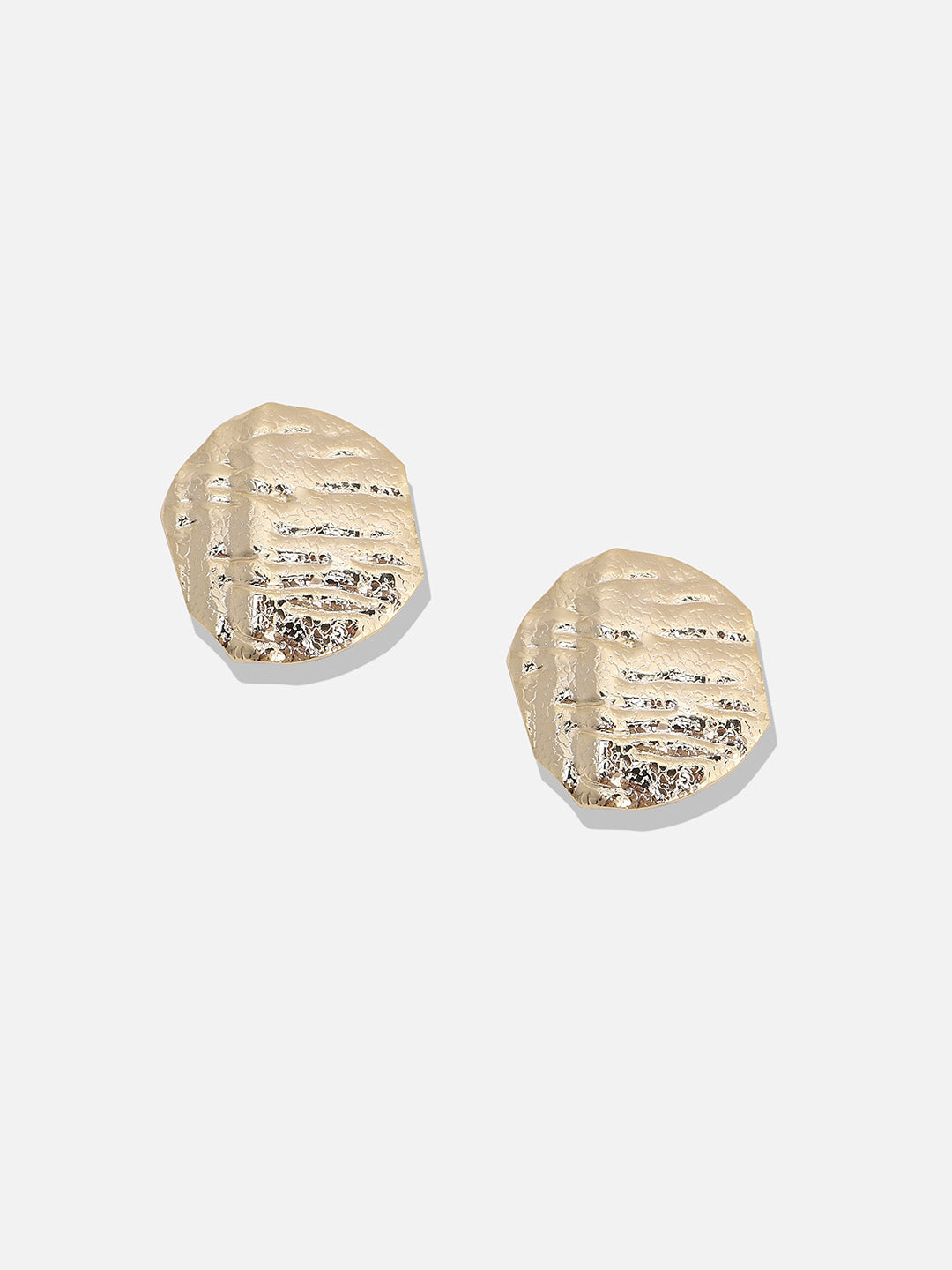 Gold-Plated Dented Textured Circular Studs Earrings