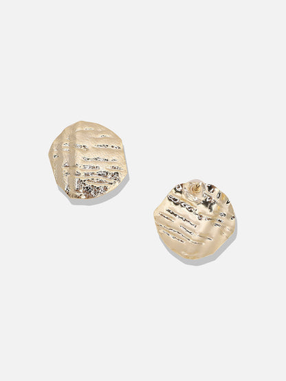Gold-Plated Dented Textured Circular Studs Earrings
