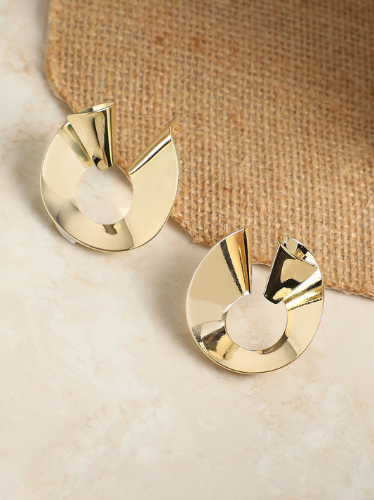 Gold-Plated Contemporary Studs Earrings