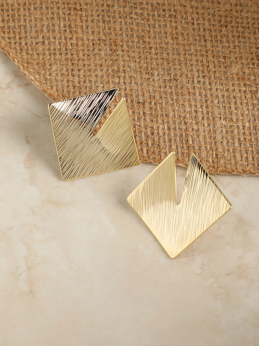 Gold-Plated Contemporary Studs Earrings
