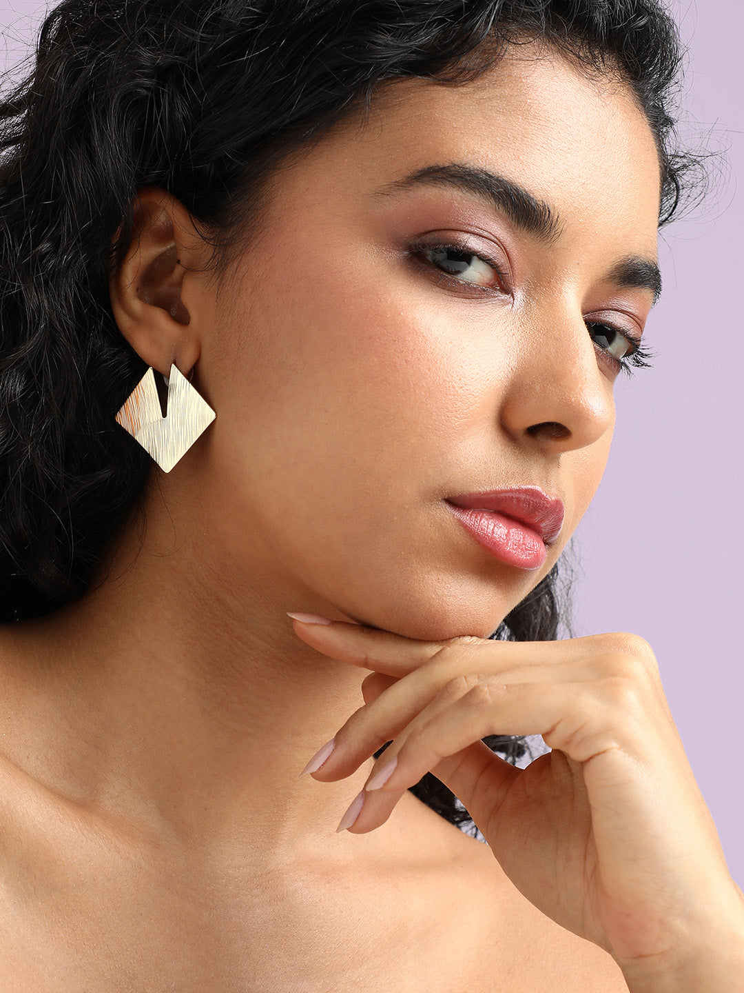 Gold-Plated Contemporary Studs Earrings