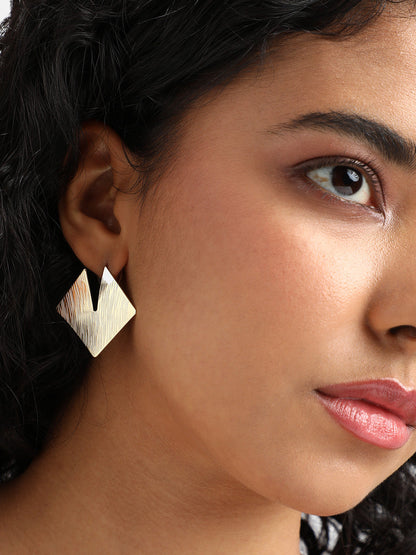 Gold-Plated Contemporary Studs Earrings