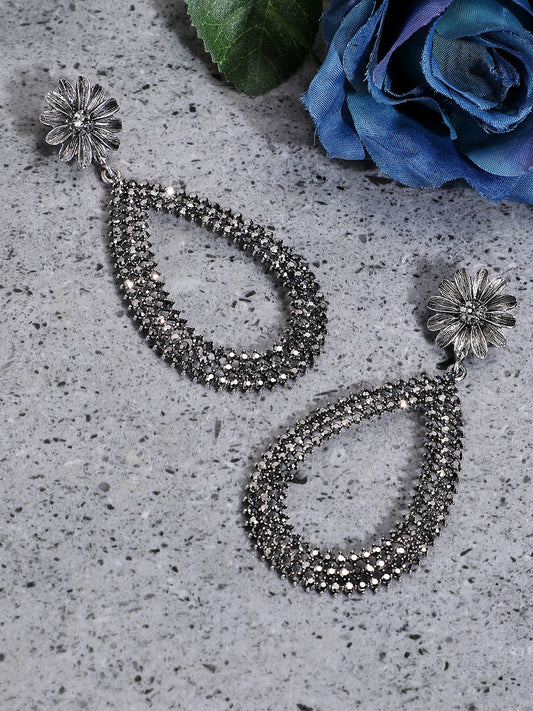 Silver-Plated Artificial Stones Contemporary Drop Earrings