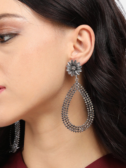Silver-Plated Artificial Stones Contemporary Drop Earrings