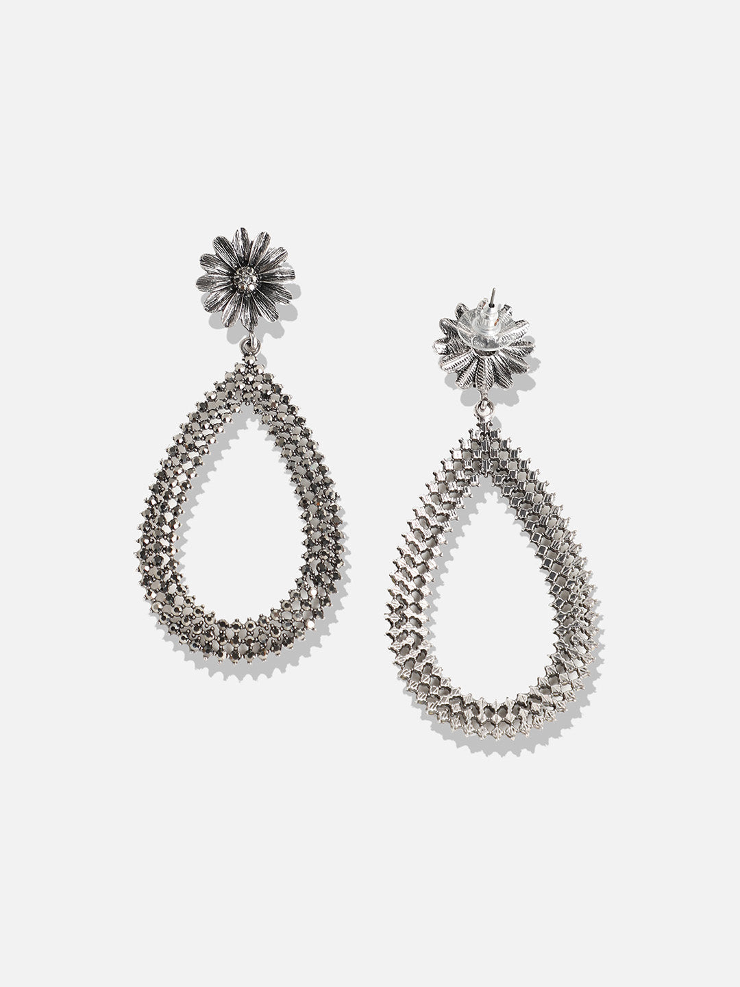 Silver-Plated Artificial Stones Contemporary Drop Earrings