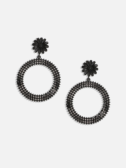 Copper-Plated Stone-Studded Circular Drop Earrings
