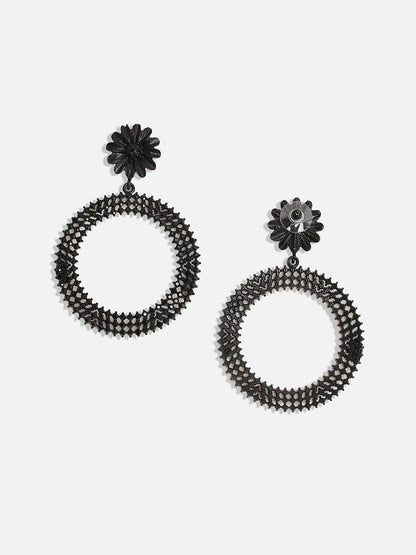 Copper-Plated Stone-Studded Circular Drop Earrings