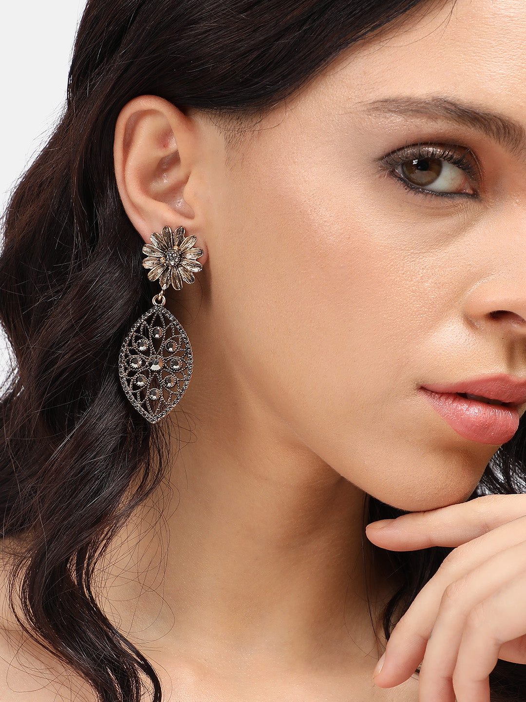 Gold-Plated Contemporary Drop Earrings