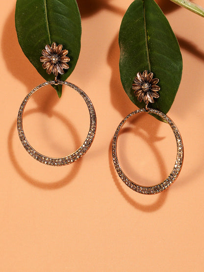 Gold-Plated Artificial Stones Contemporary Drop Earrings
