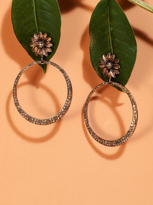 Gold-Plated Artificial Stones Contemporary Drop Earrings