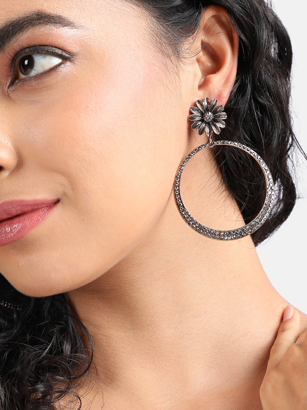 Gold-Plated Artificial Stones Contemporary Drop Earrings