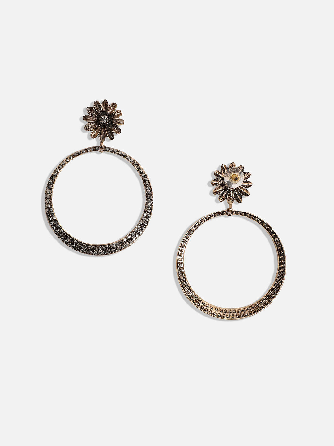 Gold-Plated Artificial Stones Contemporary Drop Earrings