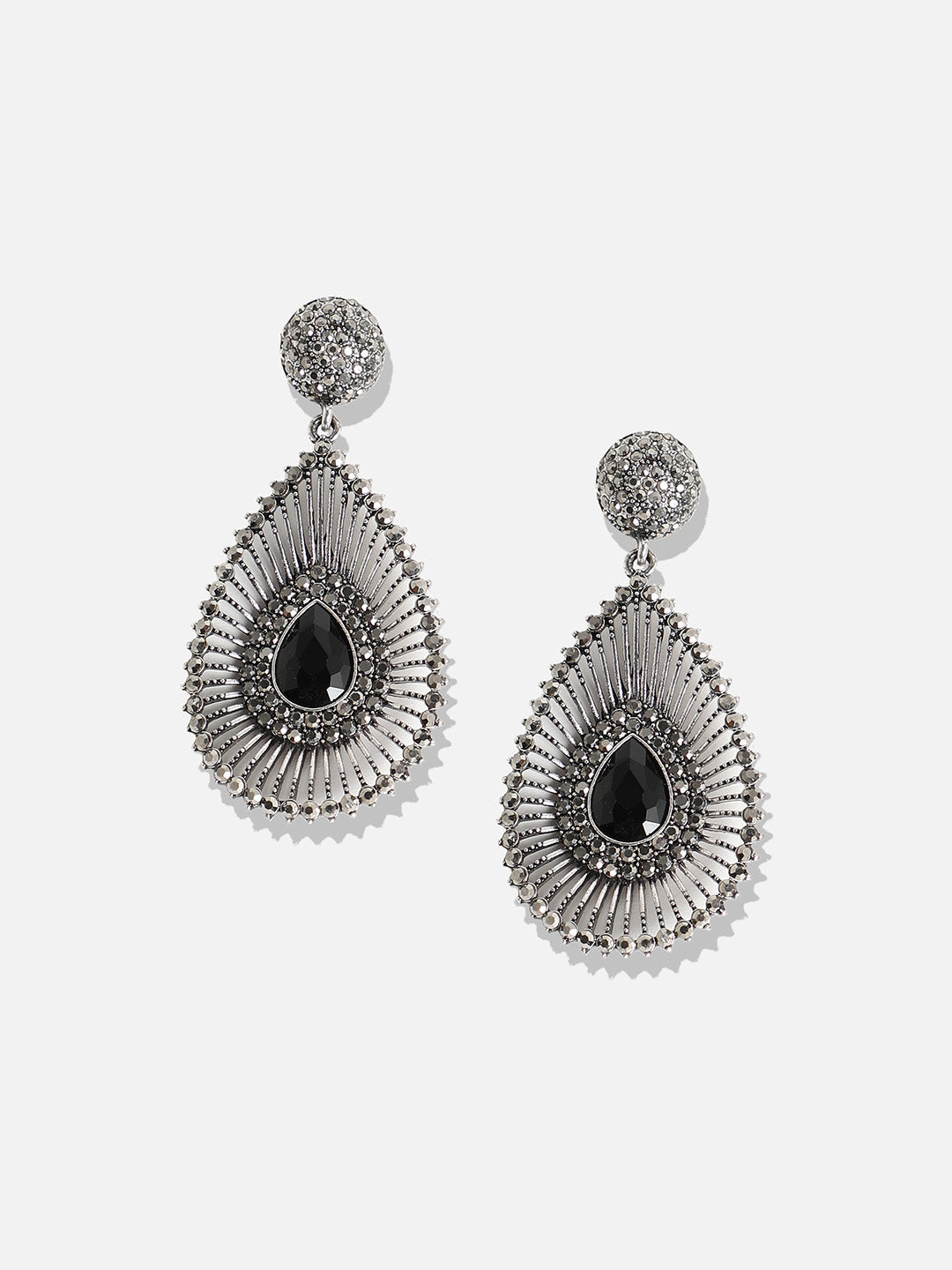Silver-Plated Teardrop Shaped Drop Earrings