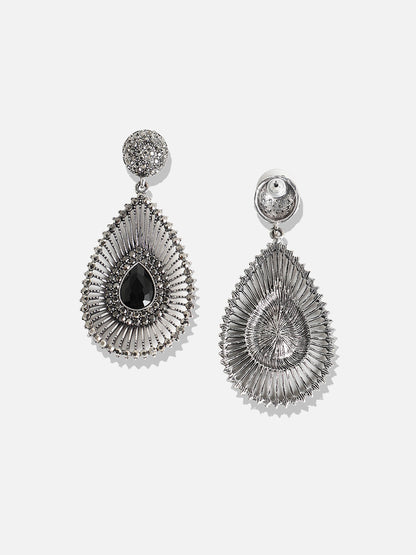Silver-Plated Teardrop Shaped Drop Earrings