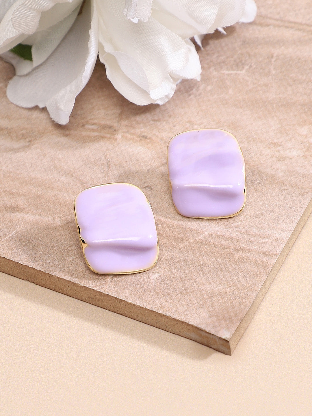 Gold-Plated Contemporary Studs Earrings