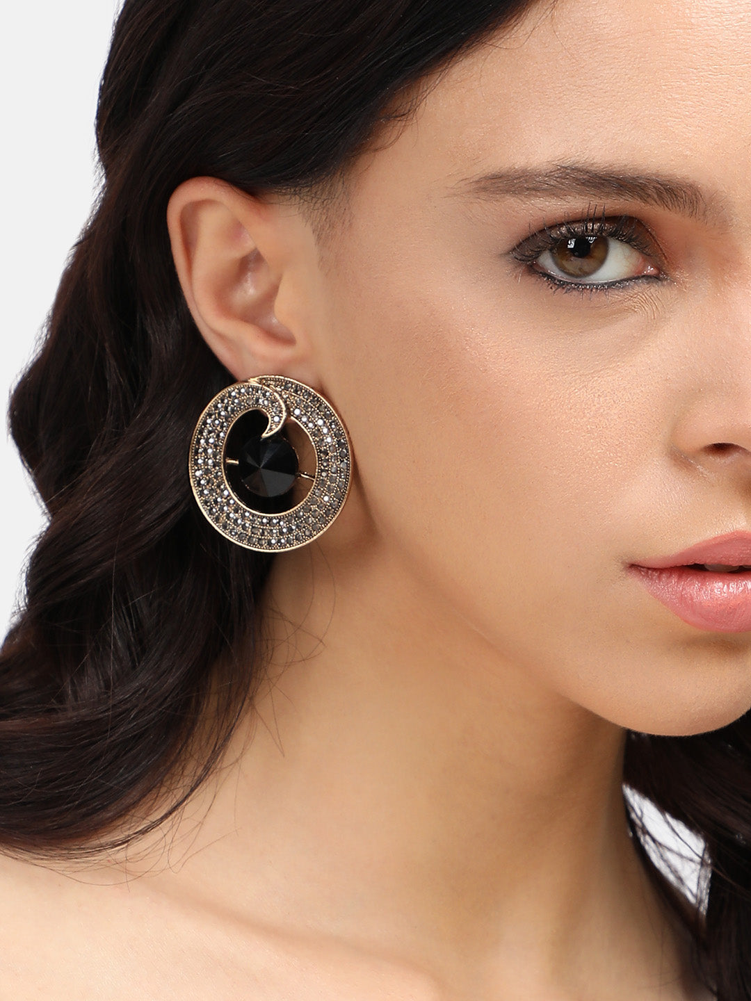 Gold-Plated Contemporary Studs Earrings