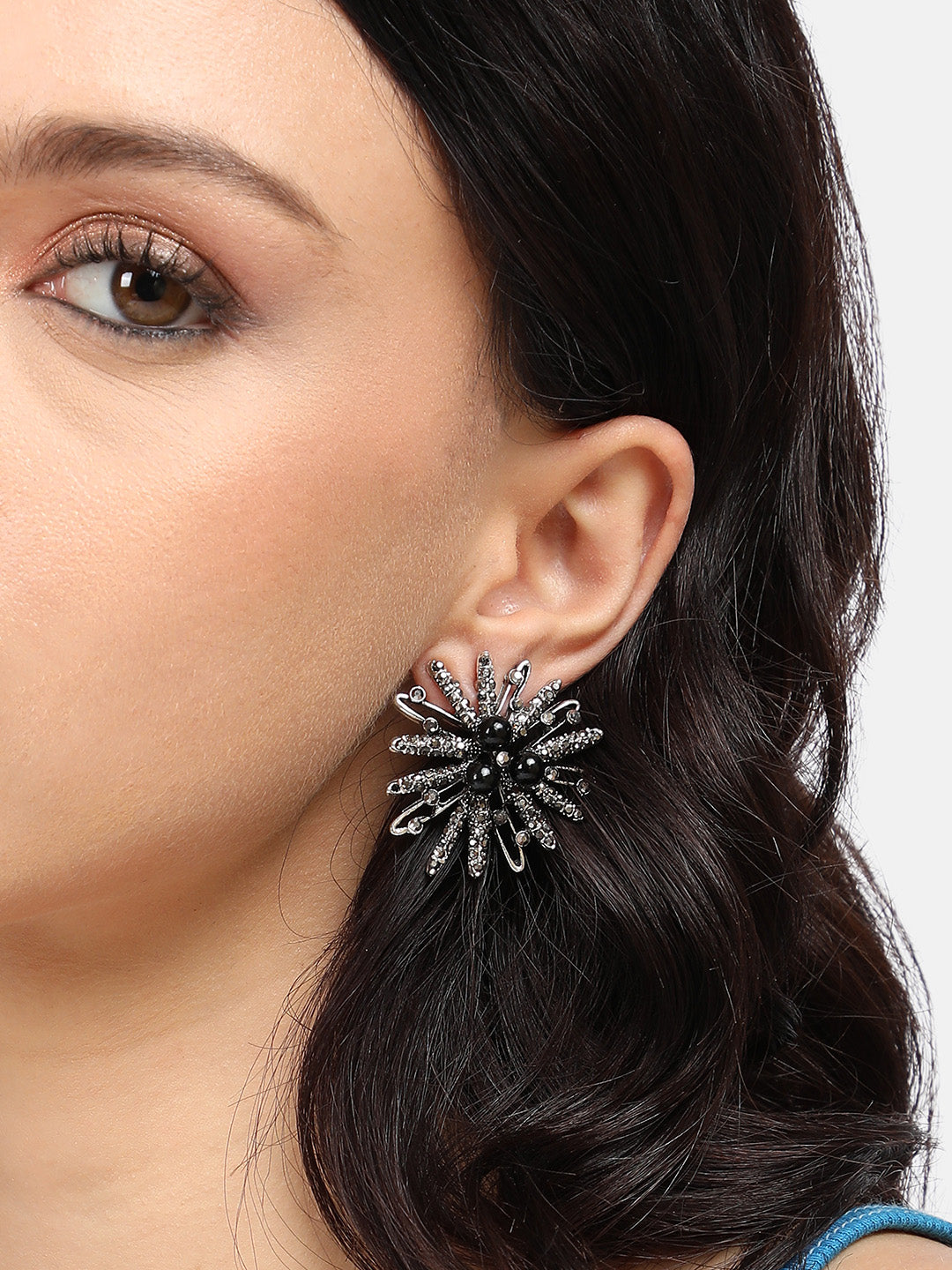 Silver-Plated Contemporary Studs Earrings