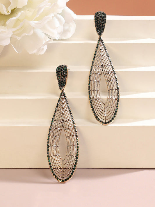 Gold-Plated Artificial Stones Contemporary Drop Earrings