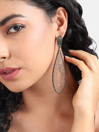 Gold-Plated Artificial Stones Contemporary Drop Earrings