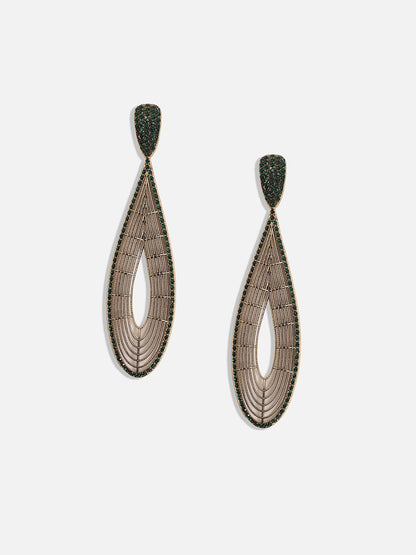 Gold-Plated Artificial Stones Contemporary Drop Earrings