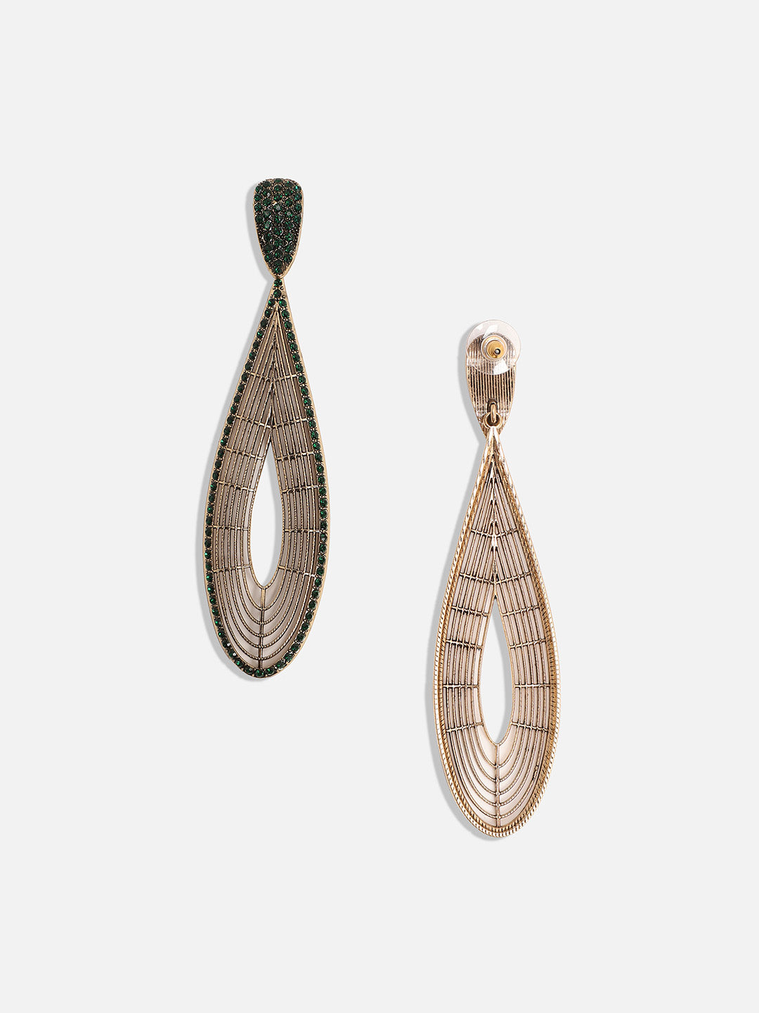 Gold-Plated Artificial Stones Contemporary Drop Earrings