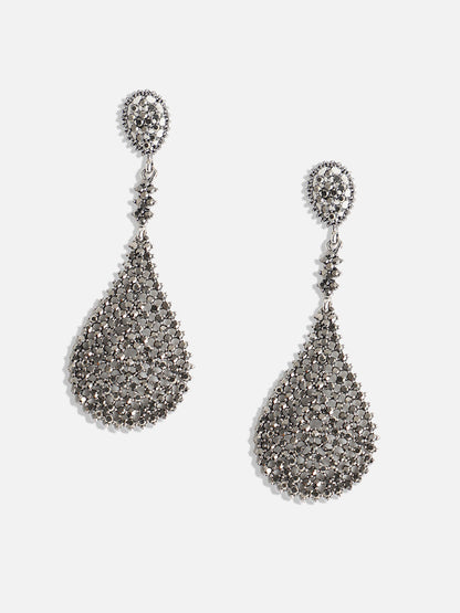Silver-Plated Stone-Studded Contemporary Drop Earrings