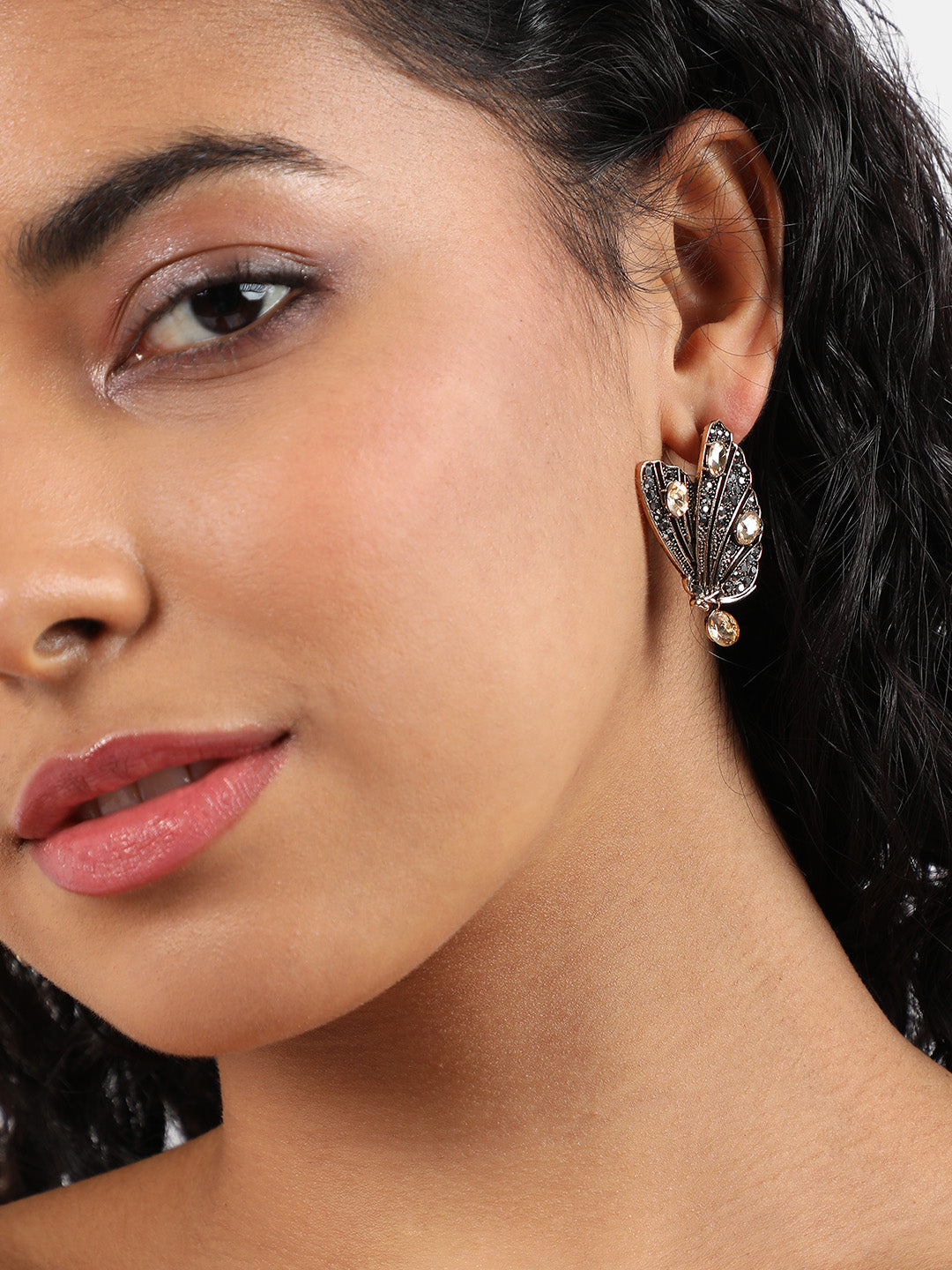 Gold-Plated Contemporary Stud Earrings
