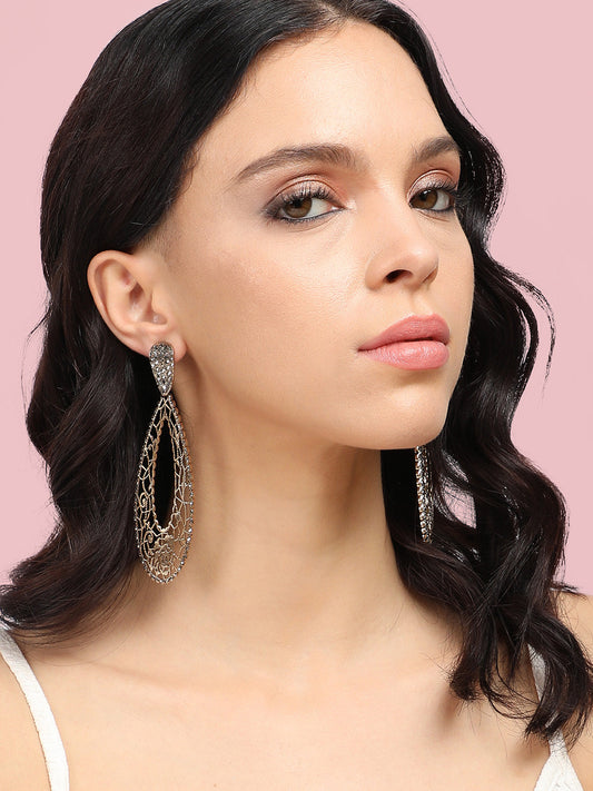 Gold-Plated Contemporary Drop Earrings