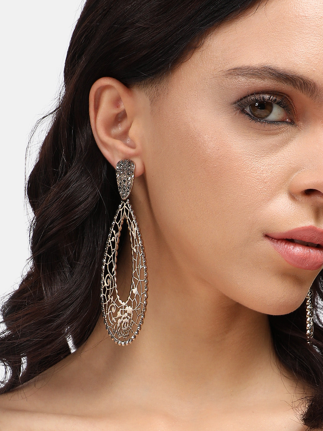 Gold-Plated Contemporary Drop Earrings