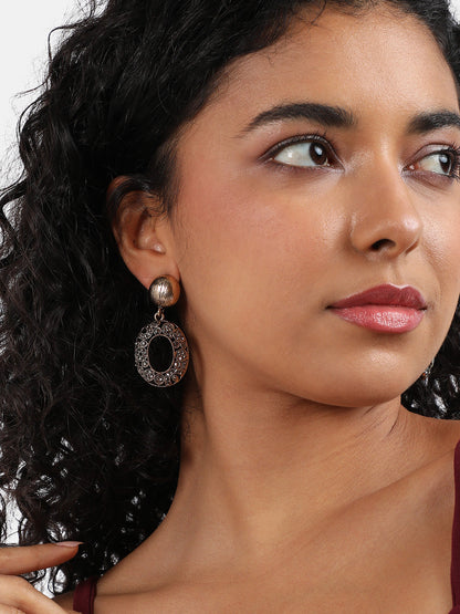 Gold-Plated Contemporary Drop Earrings