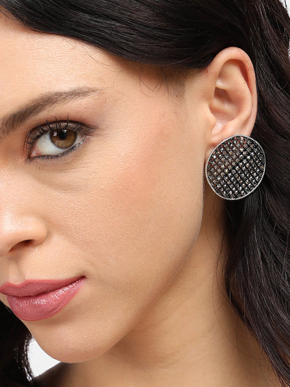 Silver-Plated Contemporary Studs Earrings