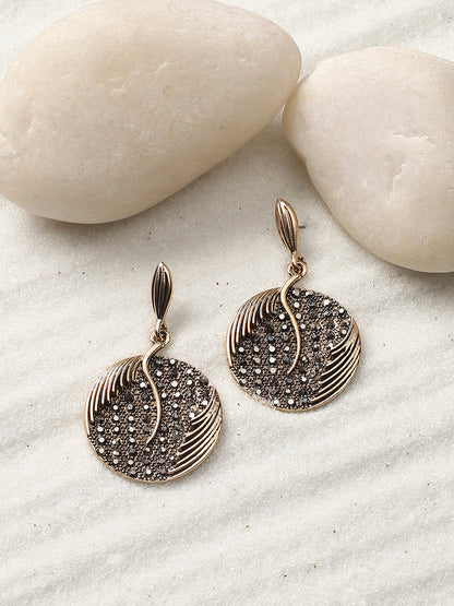 Gold-Plated Circular Drop Earrings