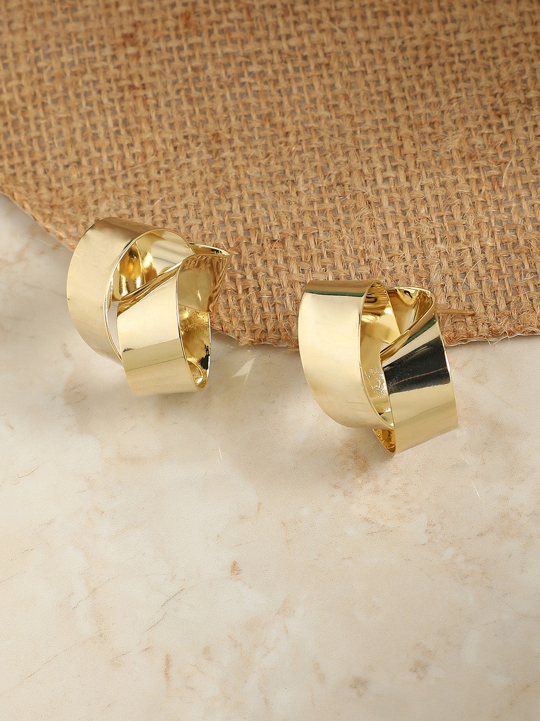Gold-Plated Contemporary Studs Earrings