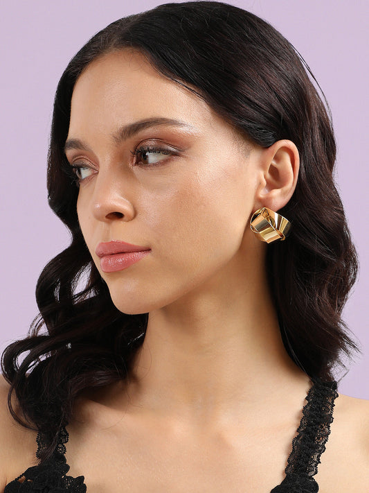 Gold-Plated Contemporary Studs Earrings