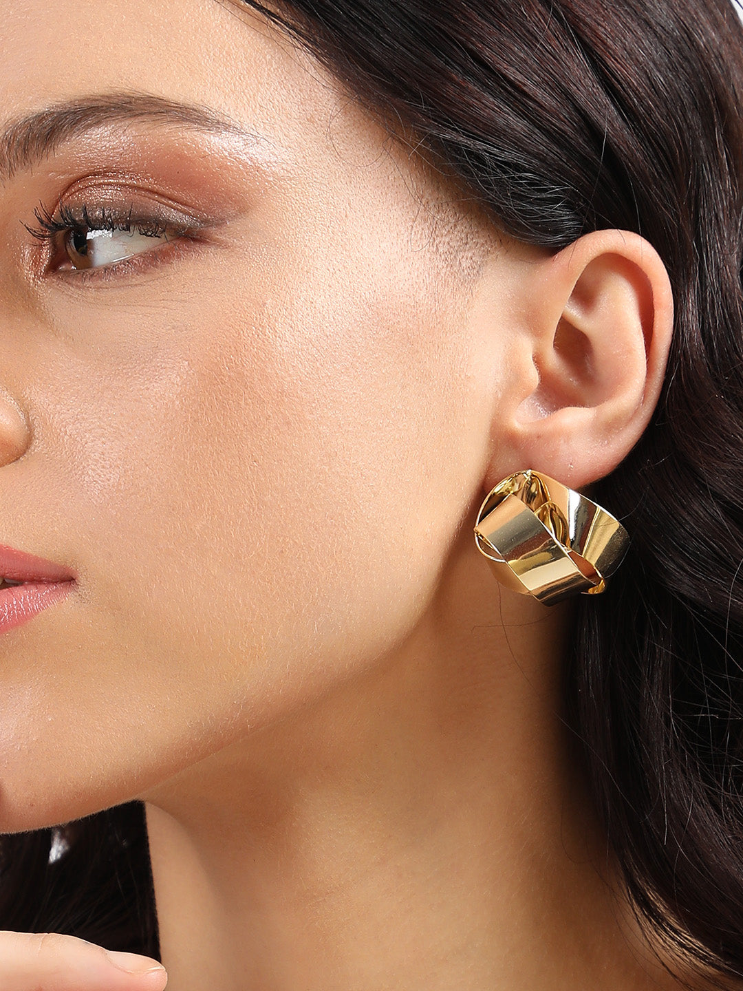 Gold-Plated Contemporary Studs Earrings