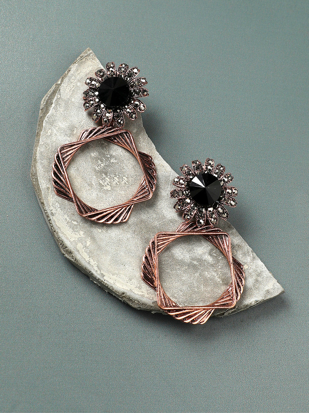 Rose Gold-Plated Contemporary Drop Earrings