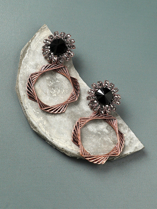 Rose Gold-Plated Contemporary Drop Earrings