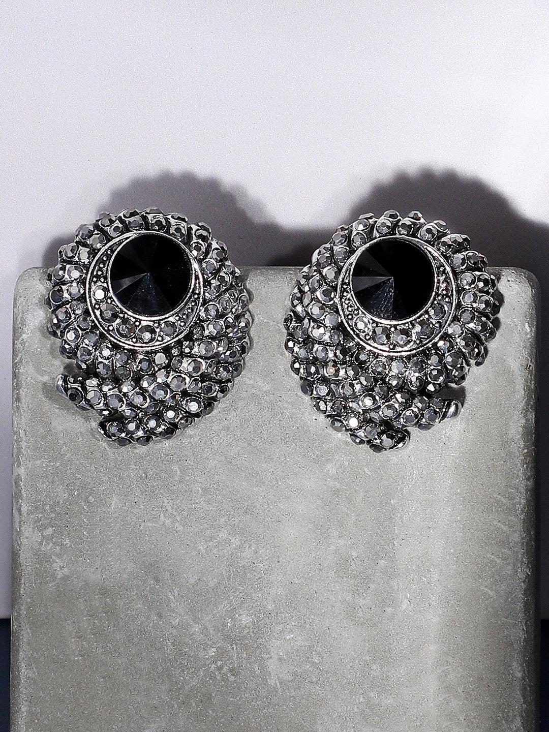 Silver-Plated Artificial Stones Contemporary Studs Earrings