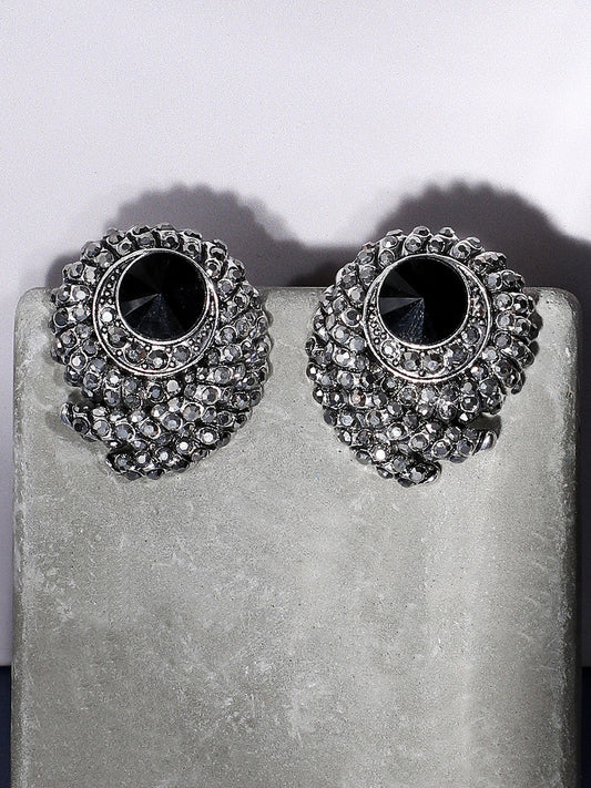 Silver-Plated Artificial Stones Contemporary Studs Earrings