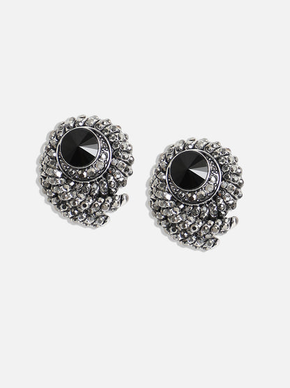 Silver-Plated Artificial Stones Contemporary Studs Earrings