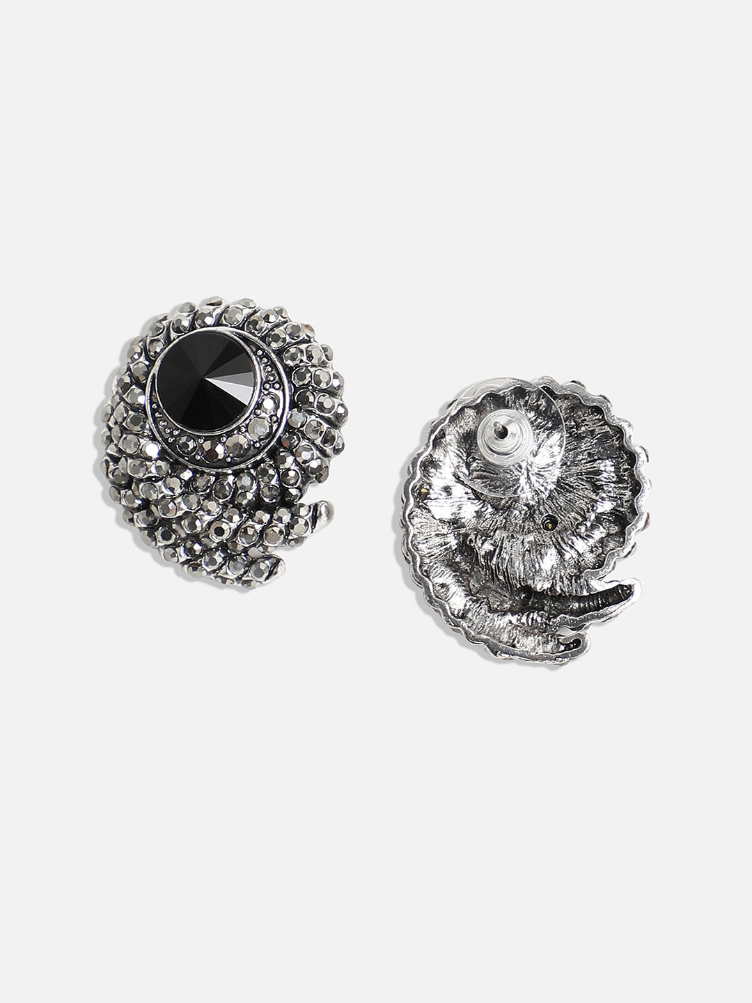 Silver-Plated Artificial Stones Contemporary Studs Earrings