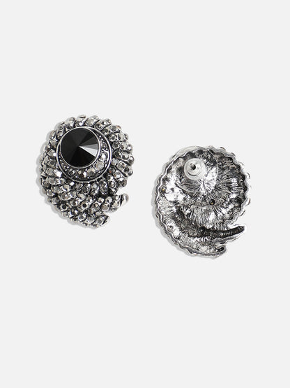 Silver-Plated Artificial Stones Contemporary Studs Earrings